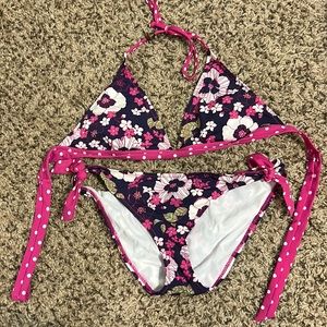 Aeropostale purple floral polka dot two-piece bikini